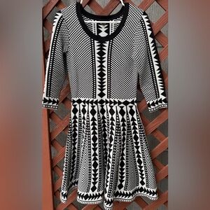 Geometric Knit Fit & Flare Dress – Size S